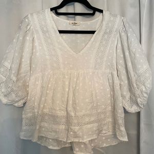 White Puffy Sleeve Blouse